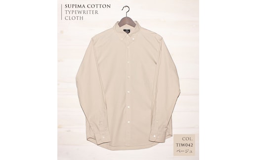 播州織メンズタイプライターシャツ「THE INDUSTRY WORKS」（1着）【TIW_042（ベージュ）】Mサイズ