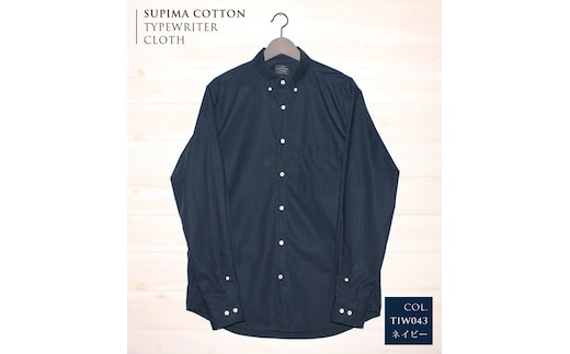 播州織メンズタイプライターシャツ「THE INDUSTRY WORKS」（1着）【TIW_043（ネイビー）】Mサイズ