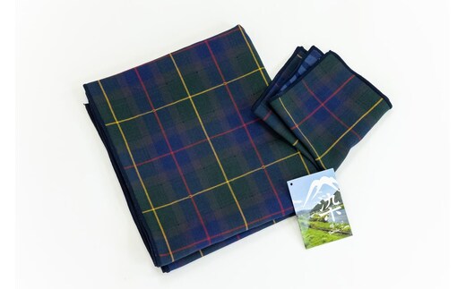 播州染で播州織 トリプルガーゼ ハンカチ＆フェイスタオル２点セット(11-33) ブルー