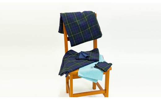 播州染で播州織 トリプルガーゼ ハンカチ他4点セット(58-9)ブルー