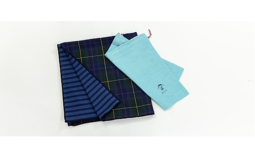 播州染で播州織 トリプルガーゼ バスタオル（11-34） ブルー