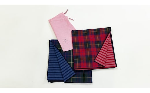 播州染で播州織 トリプルガーゼ バスタオル２枚組（22-49）ブルー2枚