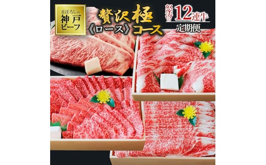 【神戸牛・年間定期便】黒田庄和牛ロース贅沢極コース＜冷蔵＞（焼肉・すき焼き・しゃぶしゃぶ・ステーキから選べます！）
