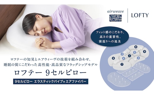 （エアウィーヴ グループ）ロフテー「9セルピロー エラスティックパイプ×エアファイバー(登録商標)」（165-13）３号