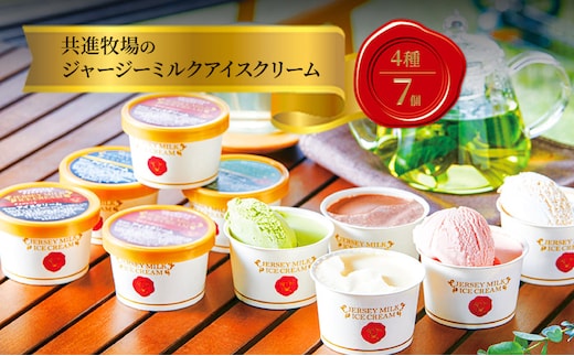 共進牧場 ジャージーミルクアイスクリーム 4種7個 スイーツ アイス 濃厚 兵庫県 小野市 お菓子 デザート 希少 風味 コク 鮮度 牛乳 搾りたて 美味しい 
