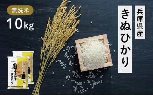 兵庫県産 キヌヒカリ 無洗米 10kg ( 5kg × 2袋 ) [ お米 米 おいしい きぬひかり 兵庫県 小野市 ] 精米 白米 ご飯 手間いらず 白さ 輝き 絹 粘り さっぱり 甘み お弁当 