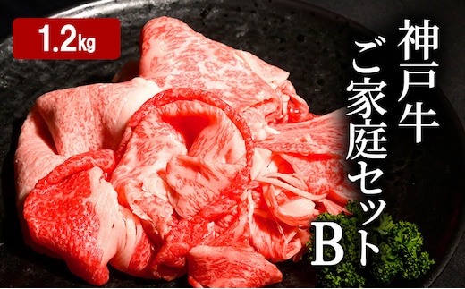 神戸牛 ご家庭セットB 計1.2kg （ 切り落とし ・ 煮込み用 ・ すじ肉 各400g）