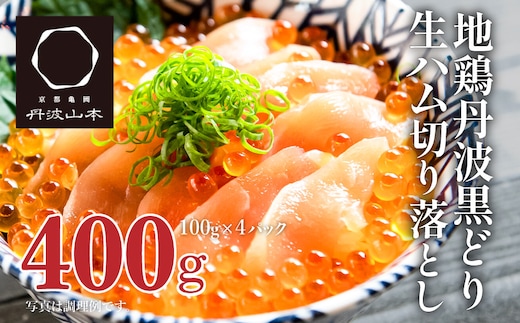 地鶏 丹波 黒鶏 生ハム 切落し 400g (100g×4パック) とり肉 鶏肉 鶏 肉 お肉 鶏むね肉 鳥むね チキン ブランド鶏 おつまみ つまみ サラダ 小分け 小分けパック おうちごはん パーティー パーティーメニュー