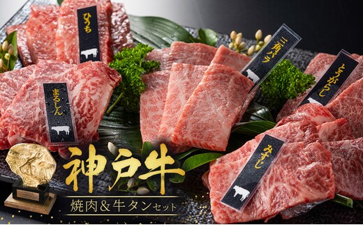 神戸牛 焼肉セット 3種 バラ もも 牛タン セット 計500g 牛肉 小分け