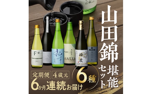 山田錦 堪能セット 定期便 6ヶ月 4蔵元 6種 日本酒 純米酒 純米吟醸酒 セット コタニ 清酒 お酒 酒 アルコール 日本酒 低アルコール日本酒 日本酒セット 純米吟醸 飲み比べセット 飲み比べ 6回 半年 お楽しみ