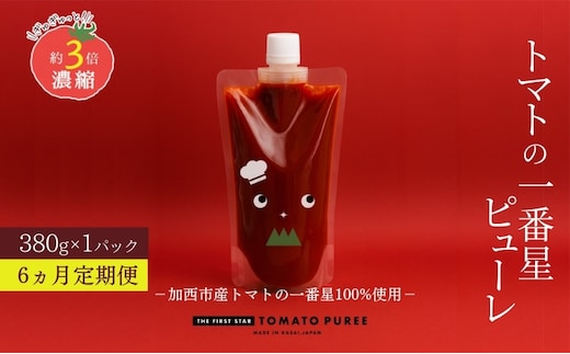 定期便 6ヶ月 トマトピューレ 380g×1本 トマトの一番星ピューレ トマトの一番星ピューレ トマト ピューレ とまと 五つ星ひょうご 無添加 スパゲッティ スパゲティ パスタ ぱすた リゾット スープ イタリアン 兵庫県 加西市
