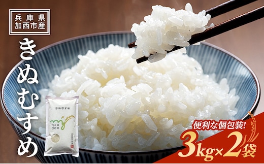 お米 令和7年産 きぬむすめ 白米 6kg(3kg×2袋) 米 単一原料米 精米 ごはん ご飯 白飯 小分け