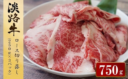 淡路牛 ロース切り落し 750g（250ｇ×3パック） [小分け 冷凍 牛肉 人気]