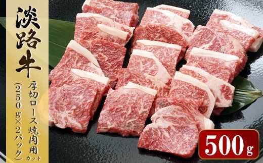 淡路牛 厚切ロース焼肉用カット 500g（250ｇ×2パック） [小分け 牛肉 焼肉セット 冷凍]