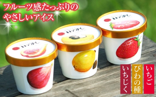 杜のアイスクリーム「いづかし」 びわの種・いちじく・いちご