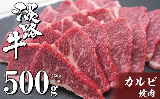 淡路牛カルビ焼肉 500g（250ｇ×2ＰＣ） [冷凍 牛肉 焼肉セット]