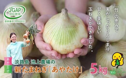 【新たまねぎ】淡路島 池上農場の「あやたけ」5kg【発送時期：2026年3月下旬～5月頃】 [新玉ねぎ]