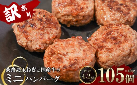 訳アリ 淡路島玉ねぎと国産牛のミニハンバーグ4.2kg 40ｇ×105個 ハンバーグ