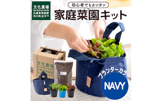 011BK03N.はじめての家庭菜園キット「サラダガーデン」（プランター色：ネイビー）