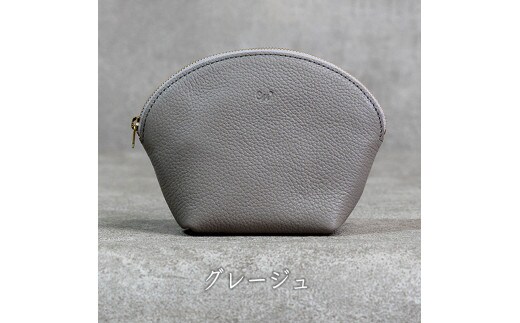 本革 ラウンドポーチ 日本製 レザー 革製品 ポーチ 化粧ポーチ 旅行 トラベル 出張 Liete WH-22 グレージュ