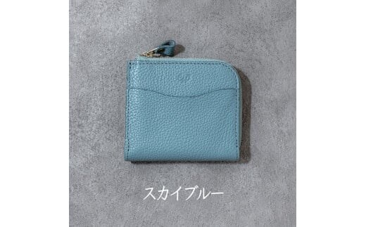本革 L字ファスナー ミニ財布 日本製 レザー 革製品 コンパクト 小銭入れ Liete WH-23 スカイブルー
