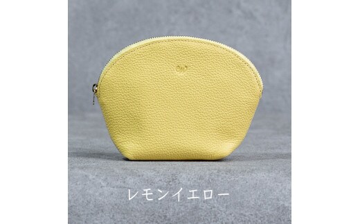 本革 ラウンドポーチ 日本製 レザー 革製品 ポーチ 化粧ポーチ 旅行 トラベル 出張 Liete WH-22 レモンイエロー