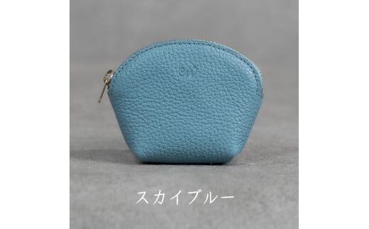 本革 ラウンドミニポーチ 日本製 レザー 革製品 小物 収納 Liete WH-20 スカイブルー