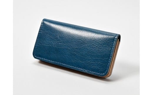 本革 手縫いウォレット日本製 レザー 革製品 高級 Bliss ピット鞣し WH-15 ブルー