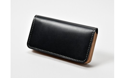 本革 手縫いウォレット日本製 レザー 革製品 高級 Bliss ピット鞣し WH-15 ブラックナチュラル