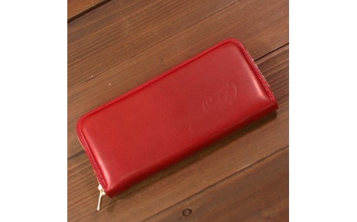 本革 ラウンドファスナー 財布 日本製 レザー 革製品 高級 財布 Bliss ピット鞣し WH-14 レッドブラウン