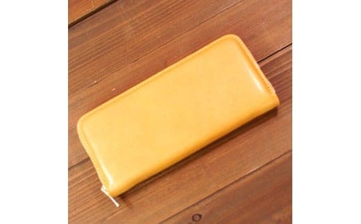 本革 ラウンドファスナー 財布 日本製 レザー 革製品 高級 財布 Bliss ピット鞣し WH-14 マスタード