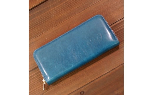 本革 ラウンドファスナー 財布 日本製 レザー 革製品 高級 財布 Bliss ピット鞣し WH-14 ブルー