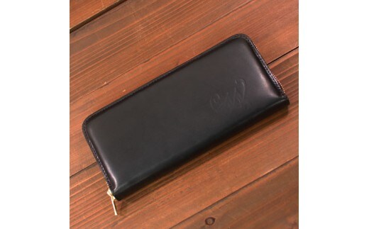 本革 ラウンドファスナー 財布 日本製 レザー 革製品 高級 財布 Bliss ピット鞣し WH-14 ブラック