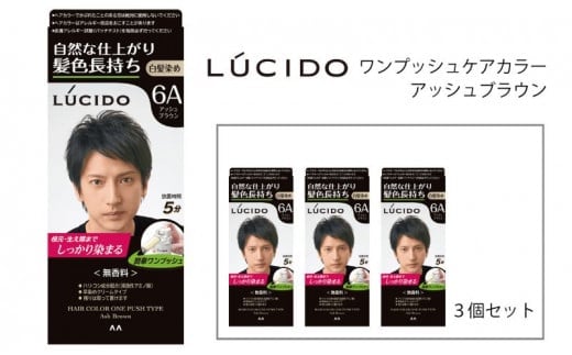 マンダム ルシード ワンプッシュケアカラー アッシュブラウン 3個セット MA-15 LUCIDO 毛染め 白髪 カラーリング 男性化粧品