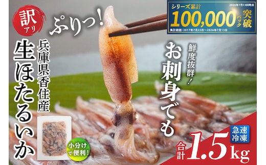 《先行予約》訳あり ほたるいか 小分け 250g×6パック 1.5kg 冷凍 【令和9年3月以降お届け予定】 香美町 07-02