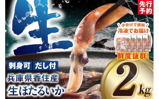 兵庫県香住産 生 ほたるいか 小分け 250g×8パック 2kg 鍋用だし付 冷凍 【令和9年3月中旬以降発送予定】 香美町 33-01