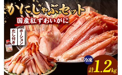 国産 生 紅ずわいがに かにしゃぶ セット ポーション 合計1.2kg だし付 冷凍 【令和8年11月下旬お届け予定】 かに カニ 香美町 51-15
