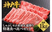 神戸牛 しゃぶしゃぶ 赤身＆霜降り 特選 食べ比べセット1kg 牛肉 冷凍 香美町 61-29