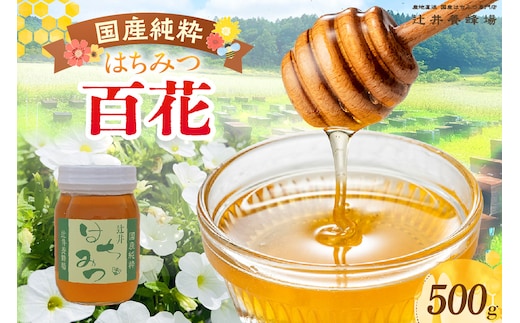 【国産純粋 百花はちみつ 500g】辻井養蜂場 81-05