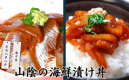 魚屋自家製 山陰の海鮮漬け丼(ハタハタ、白イカ)2種×各3パック入 酒の肴に海鮮丼に茶漬けに飯ともに