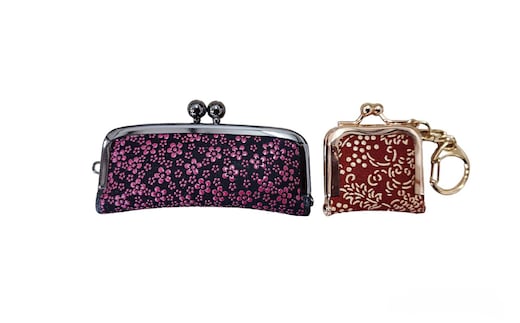 印傳 印鑑入れ・プチがまキーホルダー2点セット(女性用)