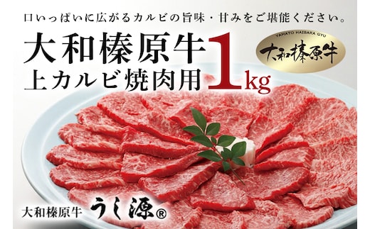 (冷凍)大和榛原牛 焼肉用 上カルビ 1kg入／うし源本店 キャンプ BBQ 黒毛和牛 A5 父の日 奈良県 宇陀市 お中元 贈答用 贈り物 暑中見舞い お土産 お歳暮 内祝いまとめ買い 美味しい部位 キャンプ 送料無料 正月