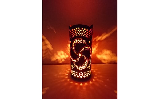 竹あかり カザグルマA-1(表皮焦がしタイプ)／行灯 照明 間接照明 天然素材 竹細工 フロアランプ 竹灯籠 癒し 環境保全 おうち時間