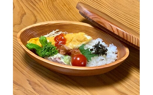 吉野杉 楕円型 弁当箱／津田瑞苑 ボウル 木製 スギ ガラス ウッド コート コーティング 奈良県 宇陀市