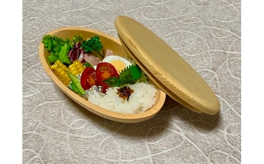 木曽檜 楕円型 ダイエット スリム 弁当箱／津田瑞苑 ボウル 木製 スギ ガラス ウッド コート コーティング 奈良県 宇陀市