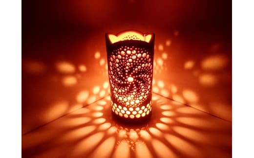 竹製キャンドルホルダー 曼荼羅Ｊ-1(表皮焦がしタイプ)／竹あかり 癒し おうち時間 キャンプ