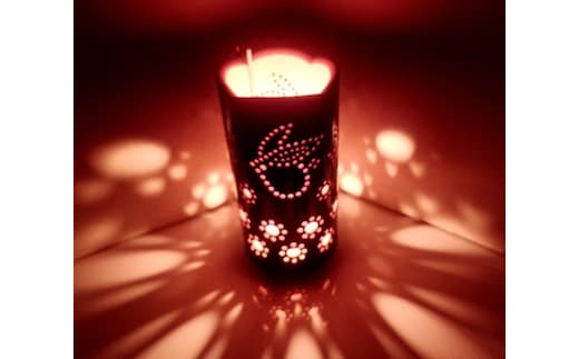 竹製 キャンドル ホルダー ウサギ Ｕ-2 (表皮剥ぎタイプ)／竹あかり 天然素材 癒し 環境保全 おうち時間 キャンプ