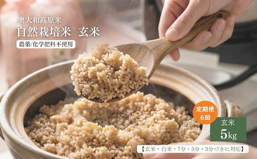 【定期便6回】【令和8年産】自然栽培米 5kg｜選べる 玄米・分づき・白米／ 無農薬 米 お米 一等米 こめ コメ 国産 新米 玄米 農家やまおか 除草剤 肥料不使用 奈良県 宇陀市 ふるさと納税 