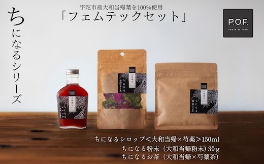 大和当帰葉商品「ちになるシリーズ」フェムテックセット ／POWER OF FOOD ふるさと納税 芍薬 シロップ 瓶 ガラス瓶 国産 食材 炭酸 大和当帰葉 有機 お湯割り 甜菜糖 ハチミツ お茶 ご飯 はちみつ 送料無料 ち 奈良県 宇陀市