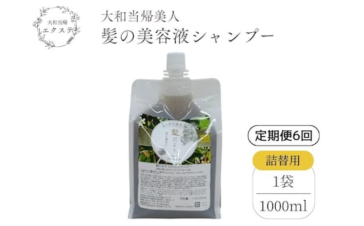 【定期便6回】大和当帰美人 髪だより EXTEシャンプー 詰め替え用 1000ml ／ふるさと納税 エクステ 大和当帰 ボトル メンズ 大容量 いい香り髪の美容液 髪整う 自然の力 頭皮 奈良県 宇陀市